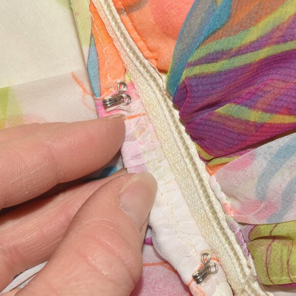 1960's VINTAGE Abstract Flora Chiffon Maxi Stunning Dress Small Size - Picture 9 of 16